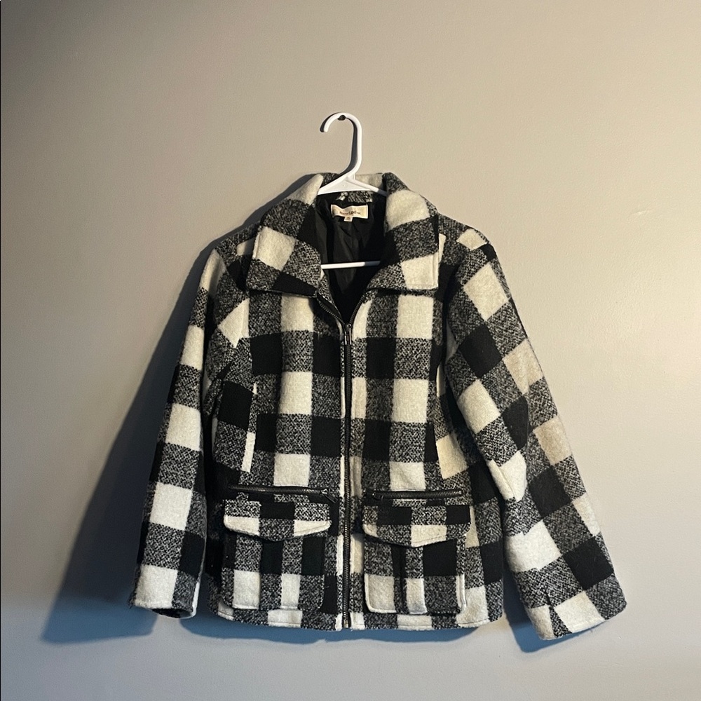 Chic Plaid Zip-Up Jacket XL